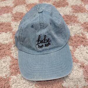 Babe Embroidered Eyelashes Denim Baseball Cap Hat